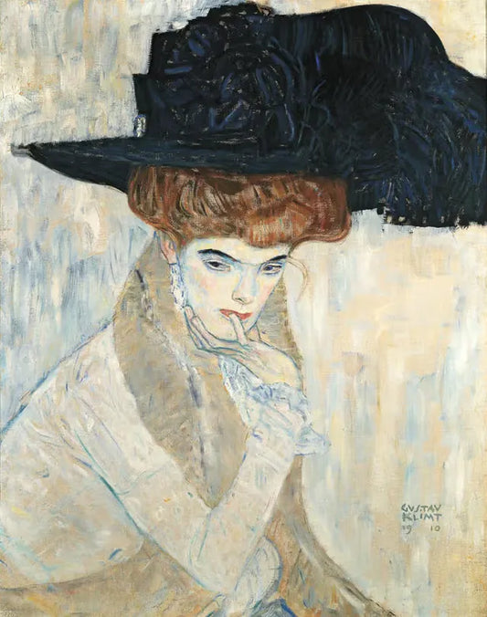 🎩✨ หมวกขนนกสีดำ – Gustav Klimt (1910)