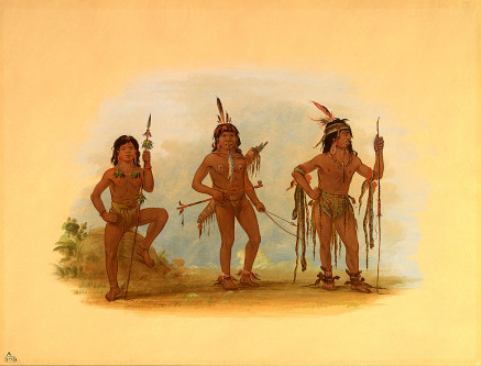 Médecin de langue avec deux guerriers - George Catlin