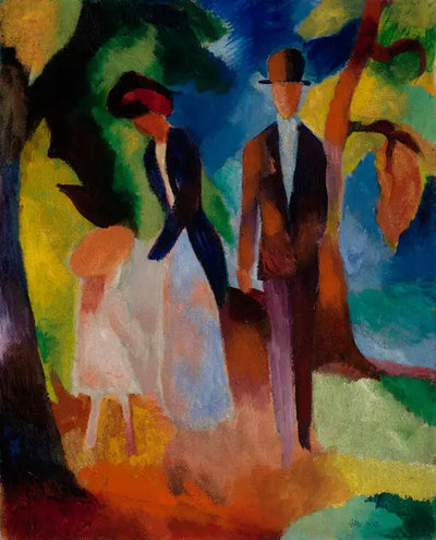 Reproduction du tableau « Les gens au bord d'un lac bleu - August Macke » par Alpha Reproduction en peinture à l’huile