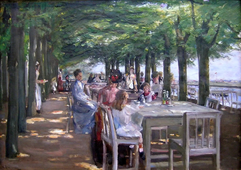 ระเบียงโรงแรม Louis C. Jacob ที่ Nienstedten บนแม่น้ำเอลเบ - Max Liebermann