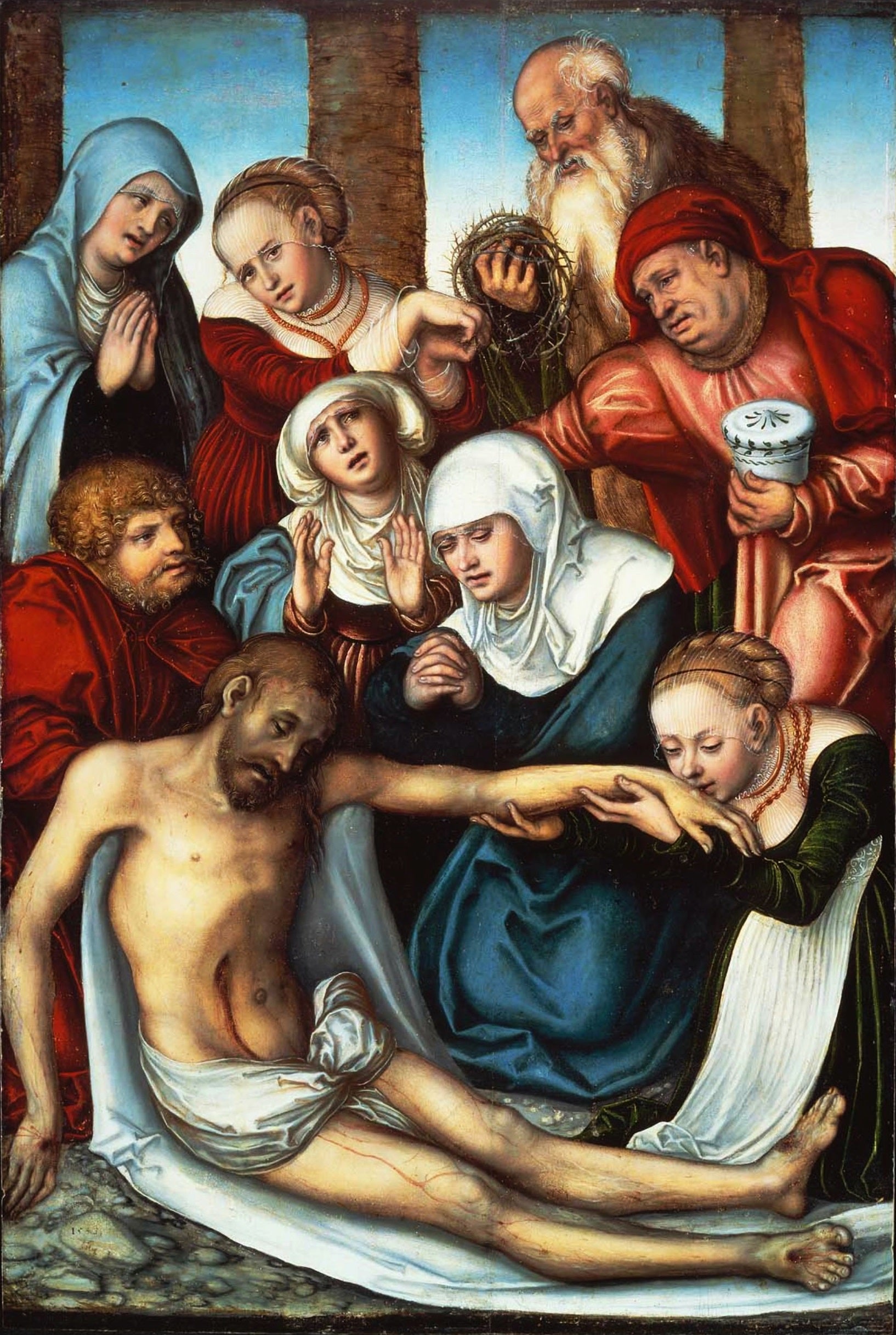 La lamentation sur le corps du Christ mort. - Lucas Cranach the Elder