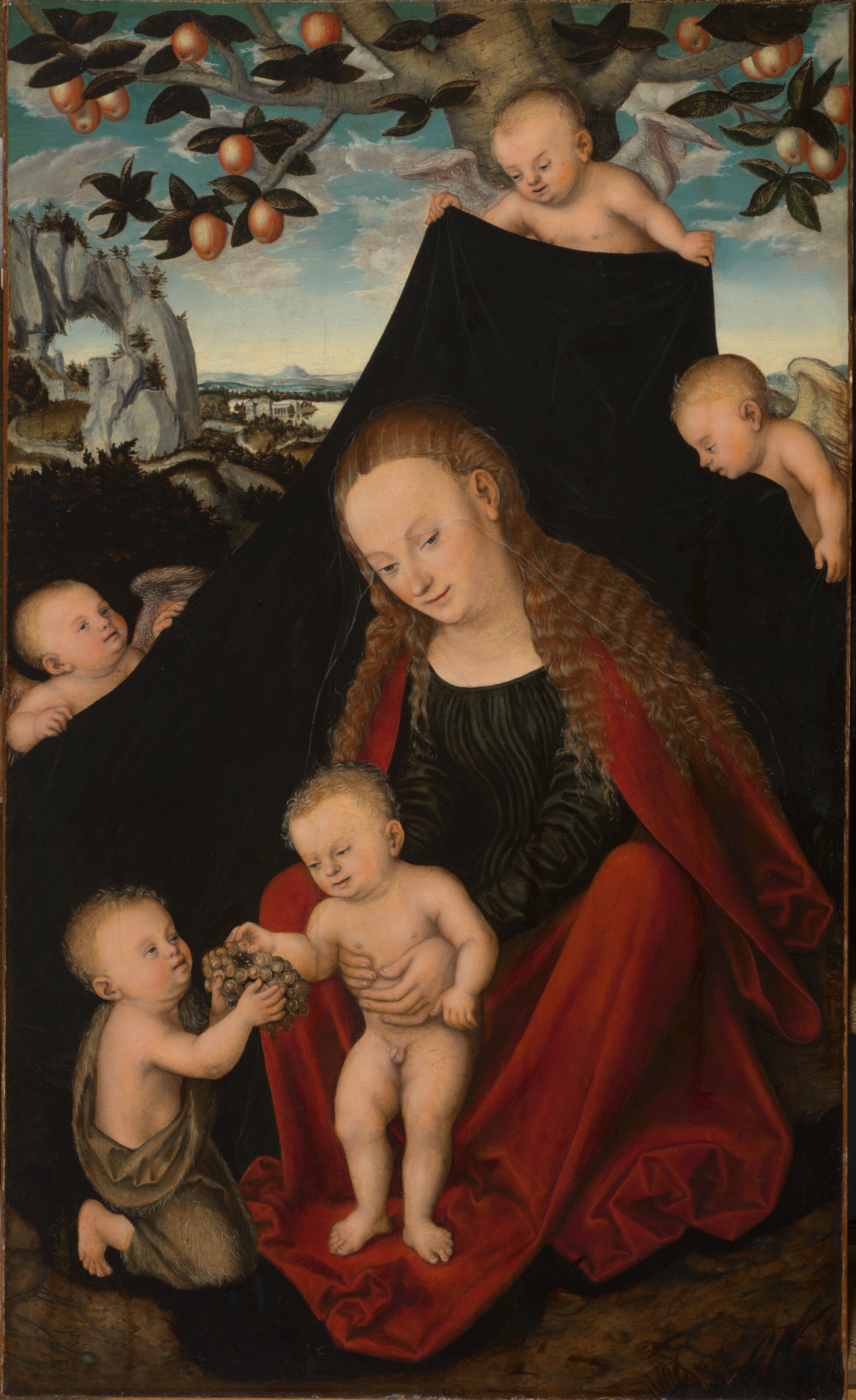 Vierge à l'Enfant avec le jeune saint Jean-Baptiste et des anges - Lucas Cranach the Elder