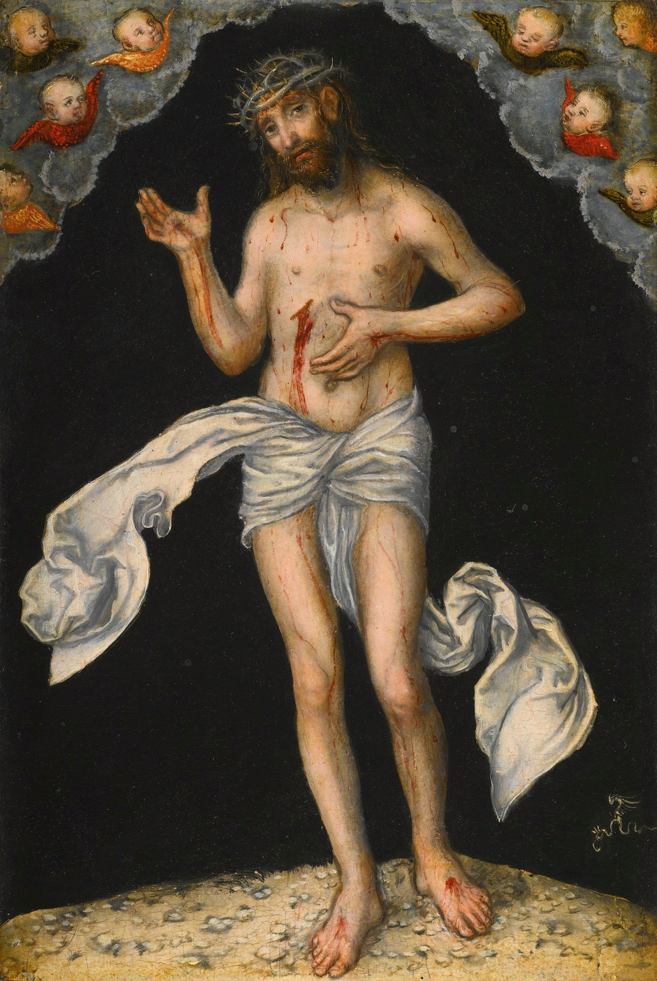 Le Christ en homme de douleur montrant ses blessures - Lucas Cranach the Elder