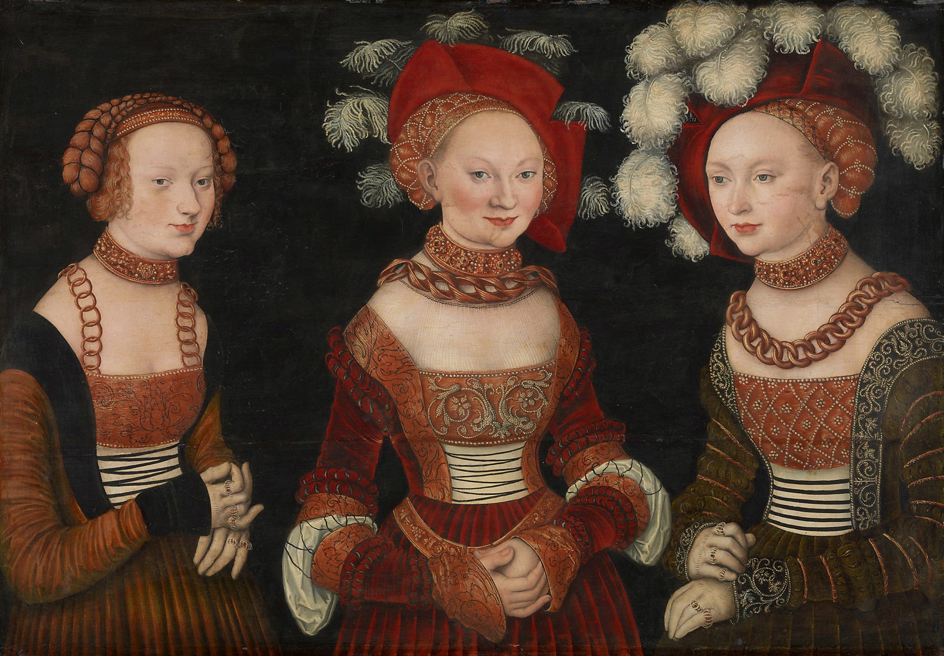 Les princesses Sibylle (1515-1592), Émilie (1516-1591) et Sidonie (1518-1575) de Saxe - Lucas Cranach the Elder