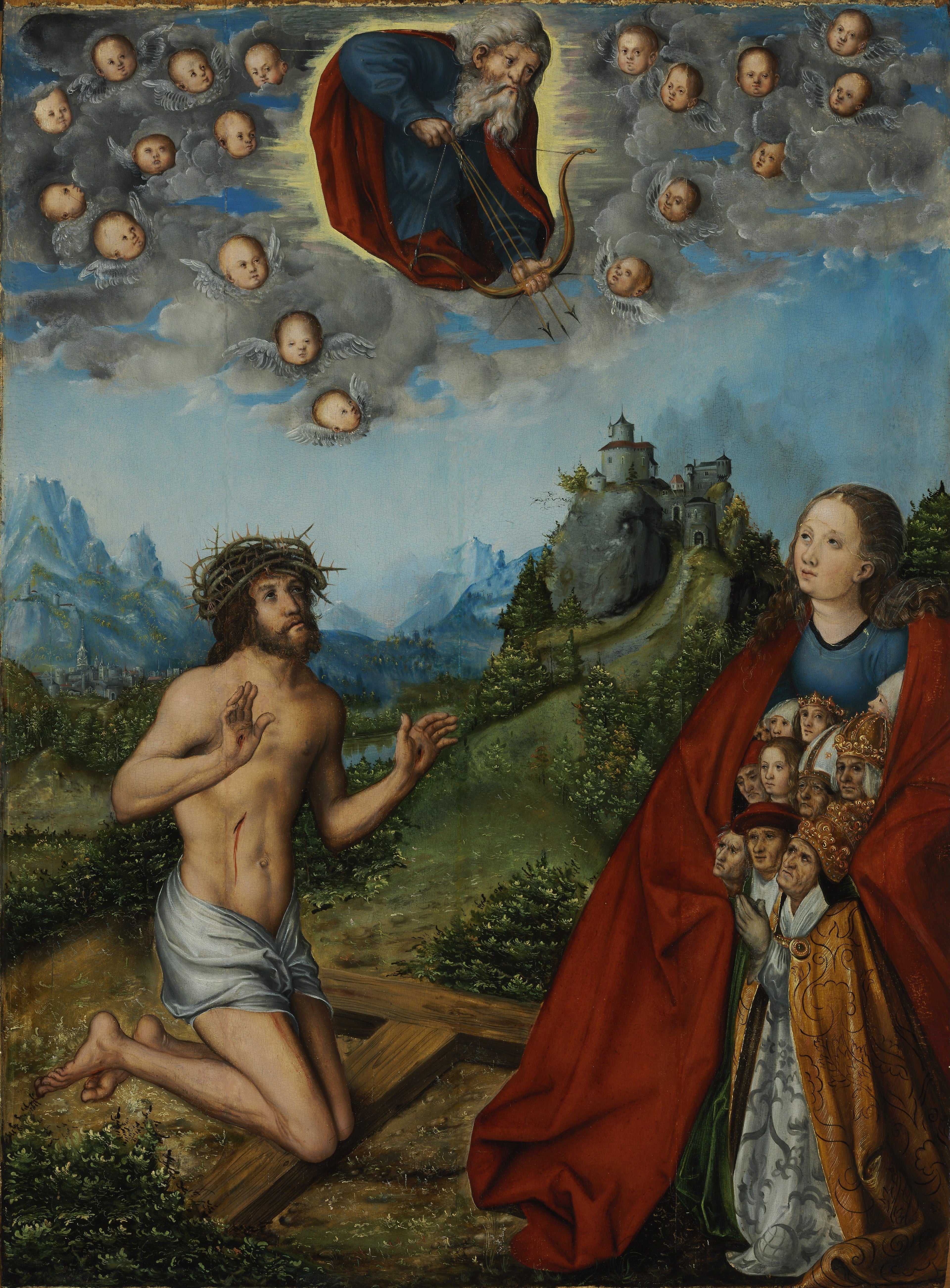 Le Christ et la Vierge intercédant pour l'humanité devant Dieu le Père - Lucas Cranach the Elder