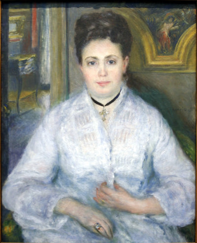 Reproduction du tableau « Portrait de Mme Chocquet en blanc - Pierre-Auguste Renoir » par Alpha Reproduction en peinture à l’huile