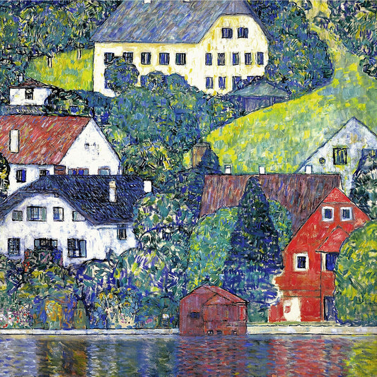 🏘️🌿 บ้านที่ Unterach บนทะเลสาบ Attersee – Gustav Klimt (ประมาณปี 1916)