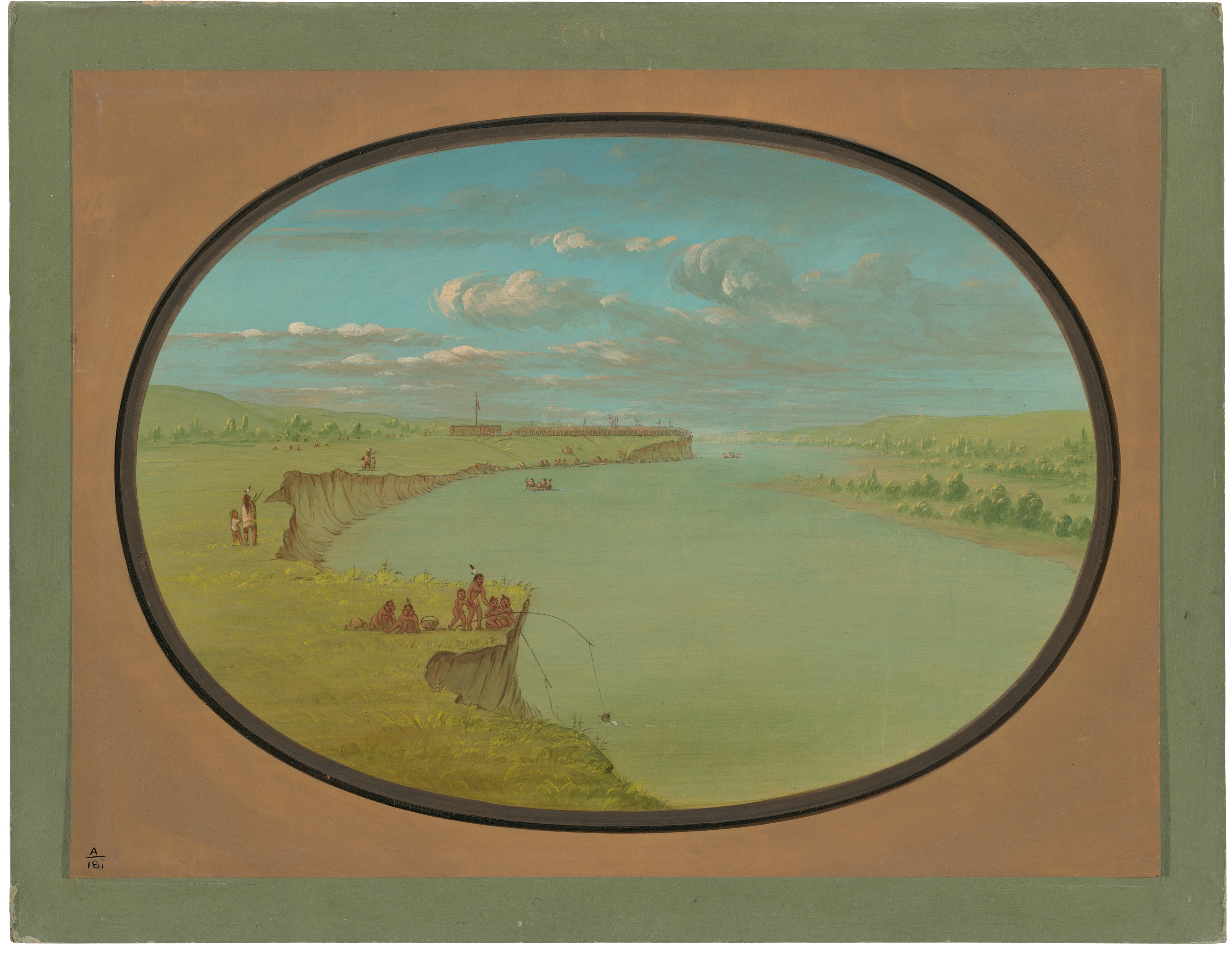 Village Mandan - Une vue lointaine - George Catlin