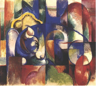Reproduction du tableau « Taureau menteur - Franz Marc » par Alpha Reproduction en peinture à l’huile