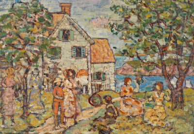 Plage et deux maisons - Maurice Prendergast - Alpha Reproduction