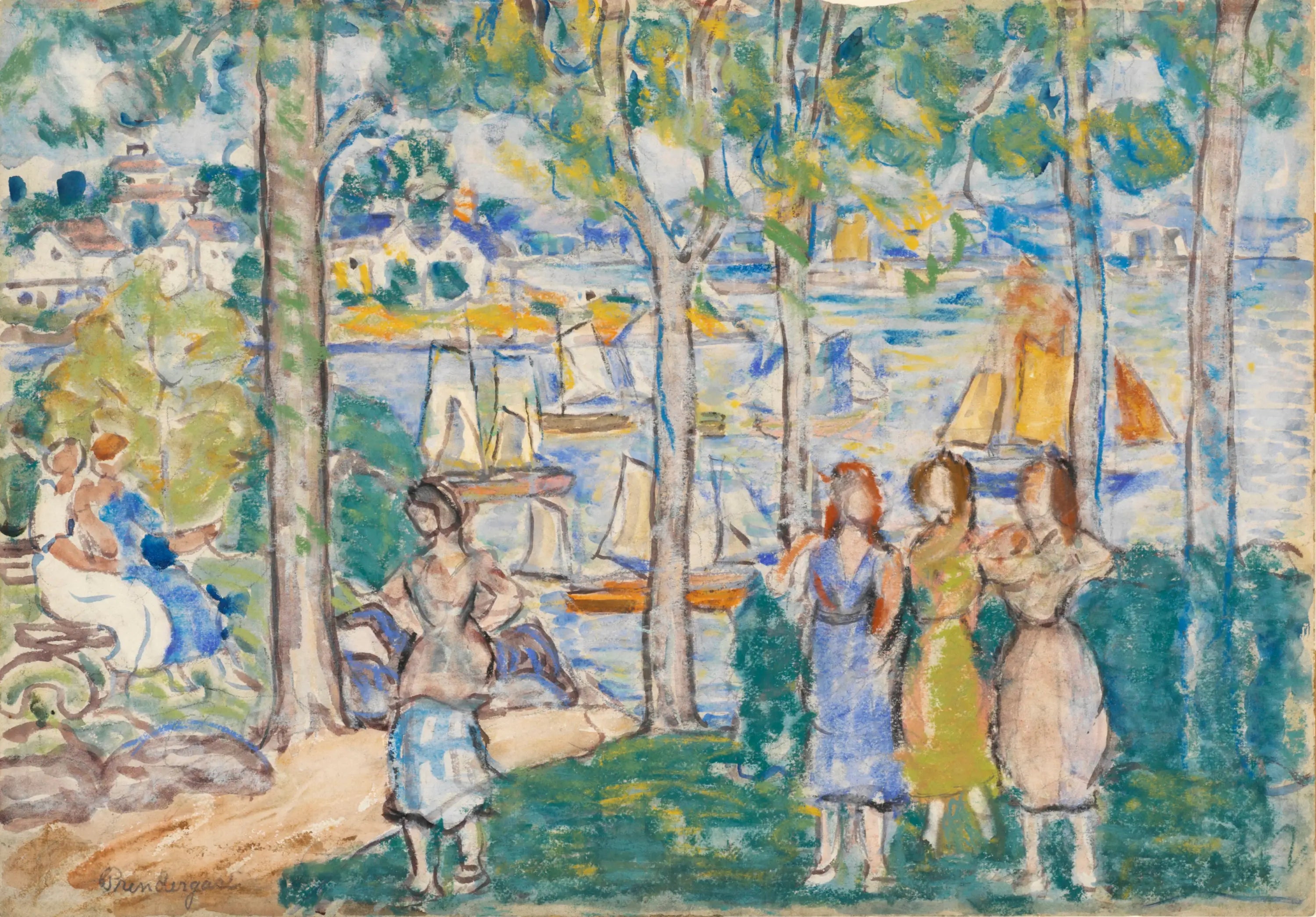 Arbres maisons gens - Maurice Prendergast - Alpha Reproduction