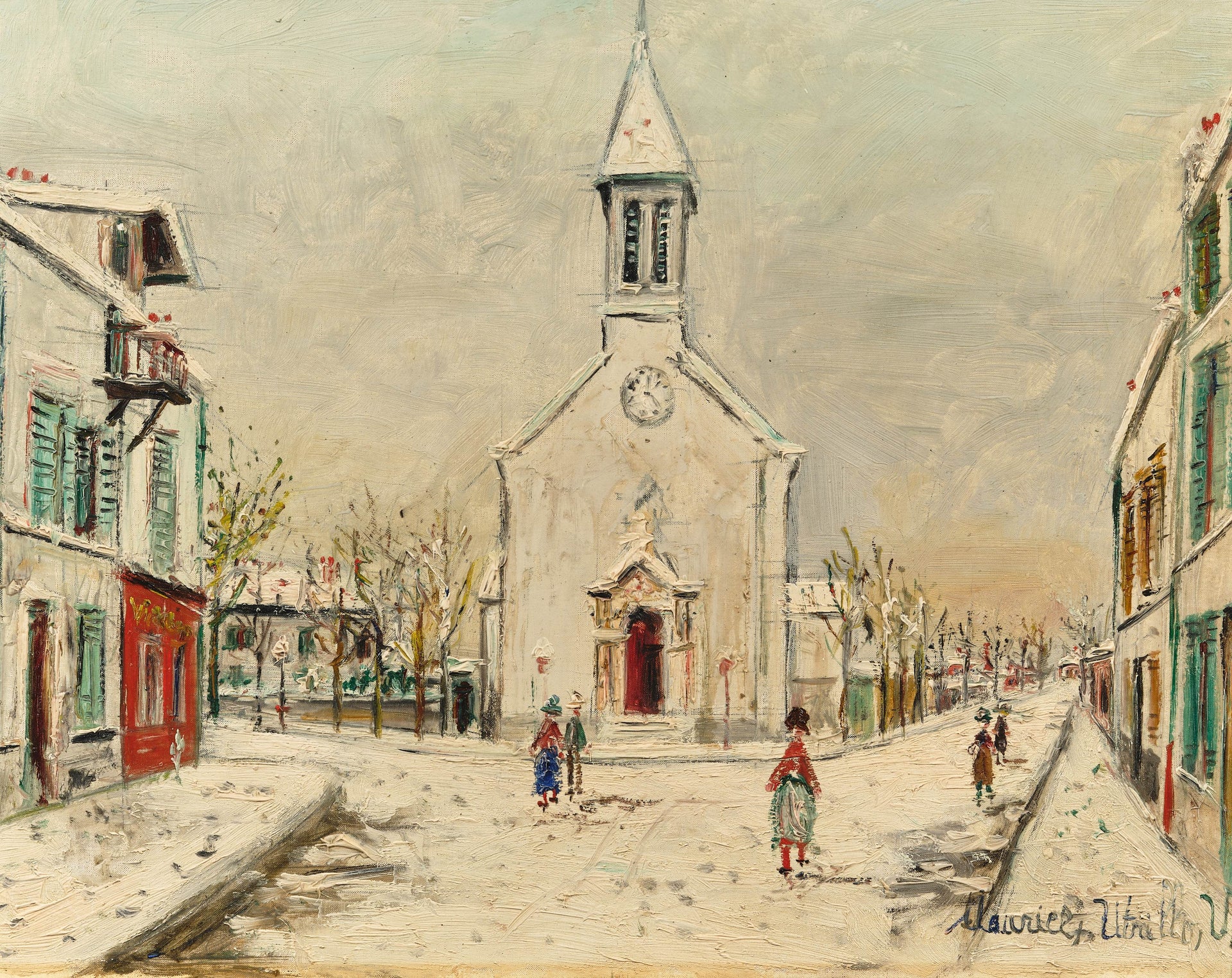 Église de Villetaneuse sous la neige - Maurice Utrillo