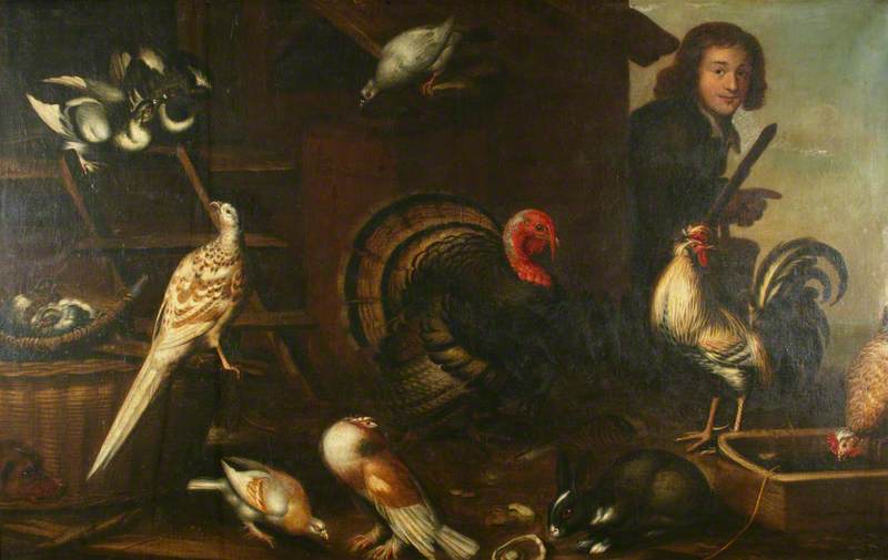 Des volailles domestiques et un homme - Melchior de Hondecoeter