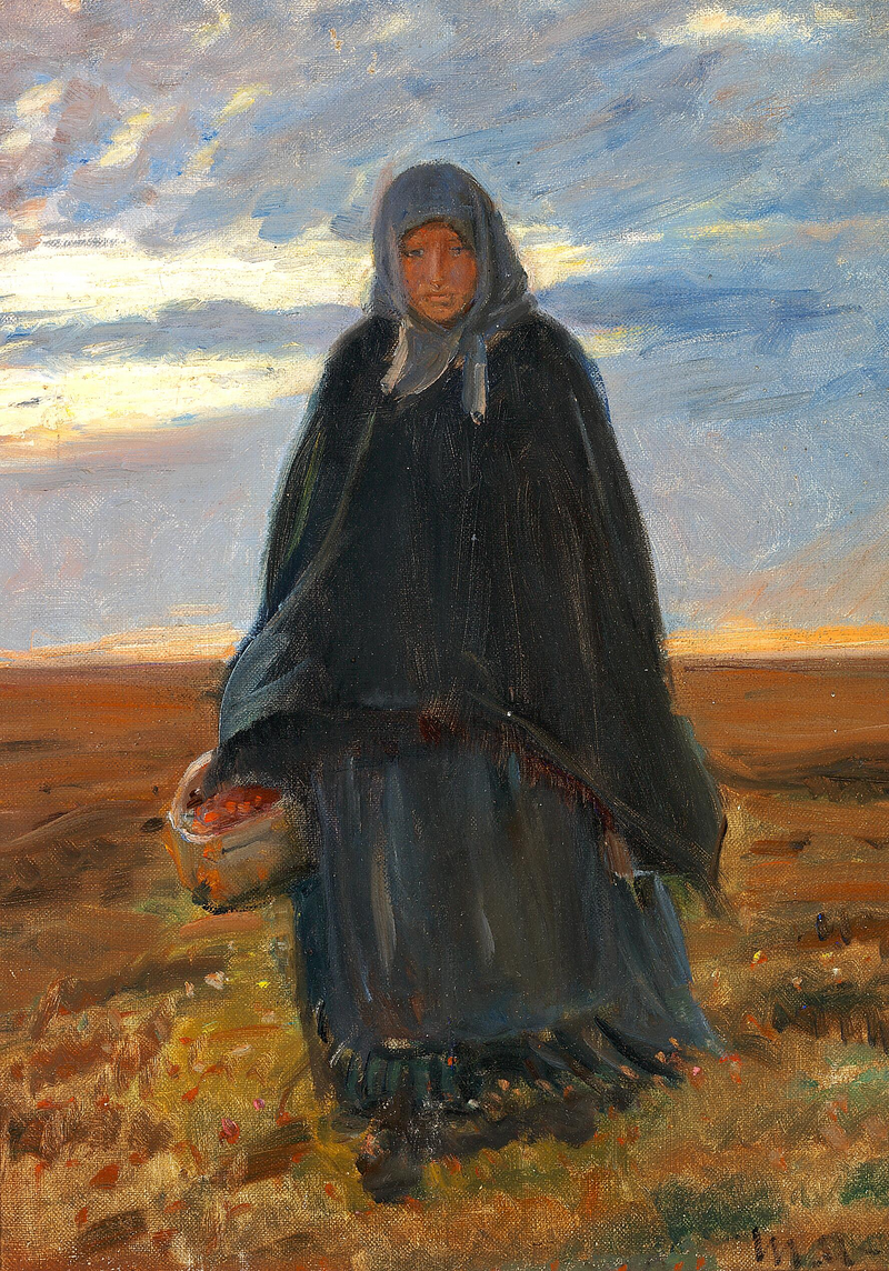 Anna Baltzer rentre chez elle avec un panier de baies. - Michael Peter Ancher