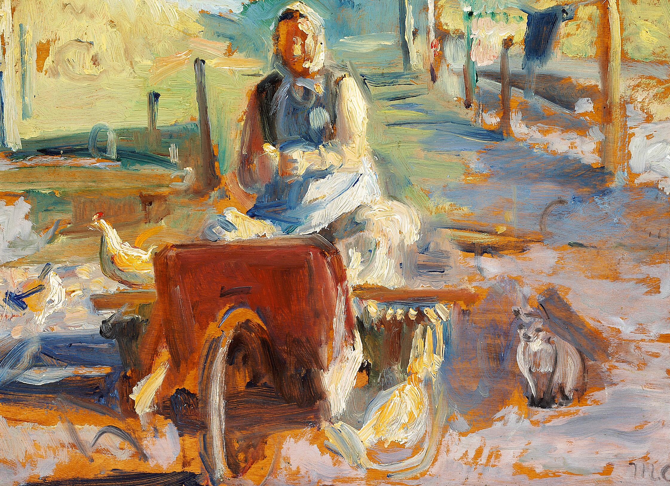 Une femme de Skagen avec un chat et des poules. - Michael Peter Ancher - Alpha Reproduction