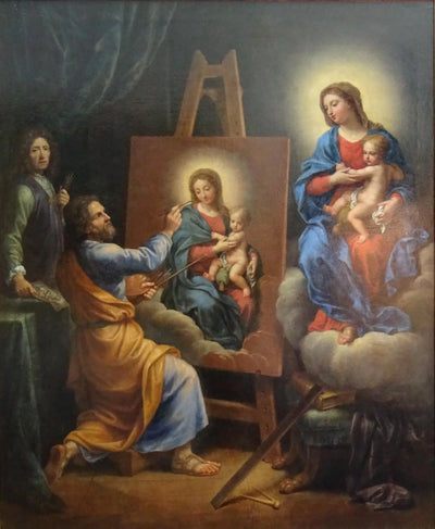 Saint Luc peignant la Vierge avec l’Autoportrait de Mignard - Pierre Mignard - Alpha Reproduction