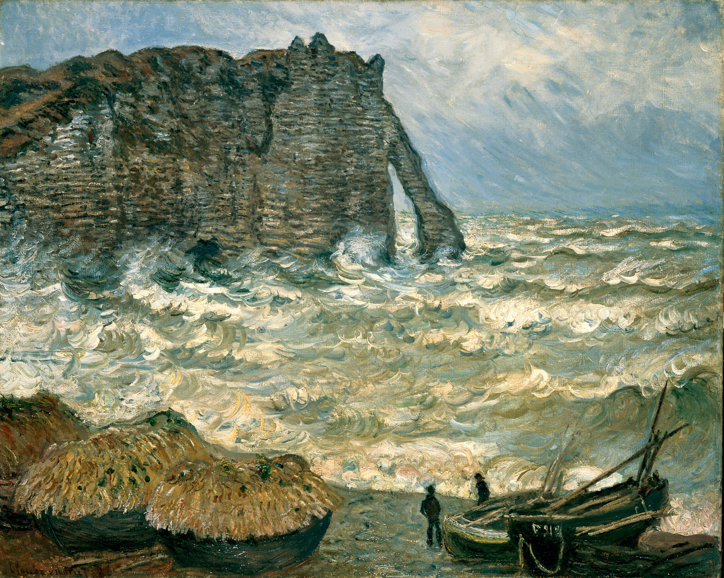 🎨 หน้าผาแห่งเอเตรตในทะเลที่คลื่นแรง – Claude Monet, 1883