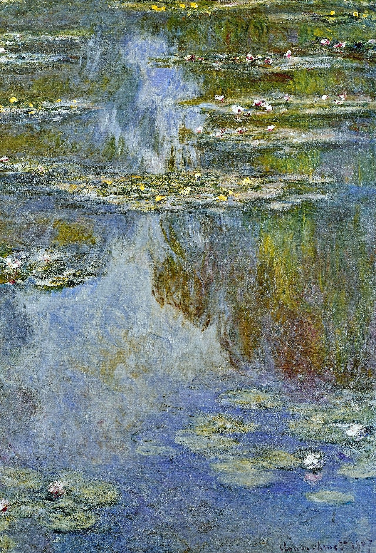 🌸 Nymphéas – เงาสีน้ำเงินและสีเหลือง (1907)