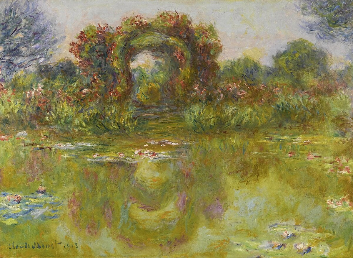 🌺 กุหลาบและสระบัว, Claude Monet, 1913