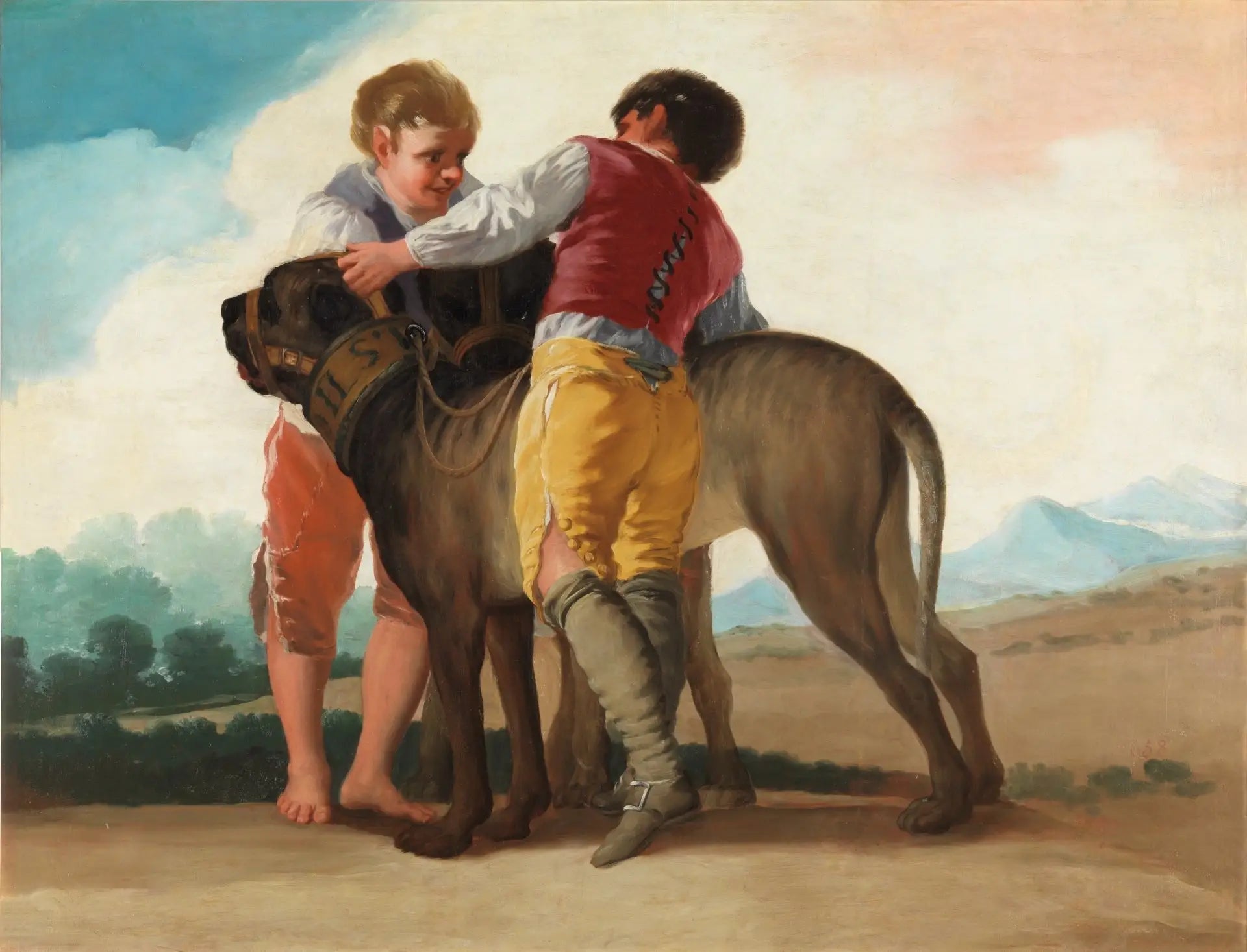 Reproduction du tableau « Enfants avec des chiens - Francisco de Goya » par Alpha Reproduction en peinture à l’huile