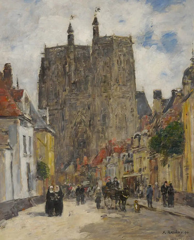 Reproduction du tableau « Abbeville : Église de Saint-Vulfran - Eugène Boudin » par Alpha Reproduction en peinture à l’huile