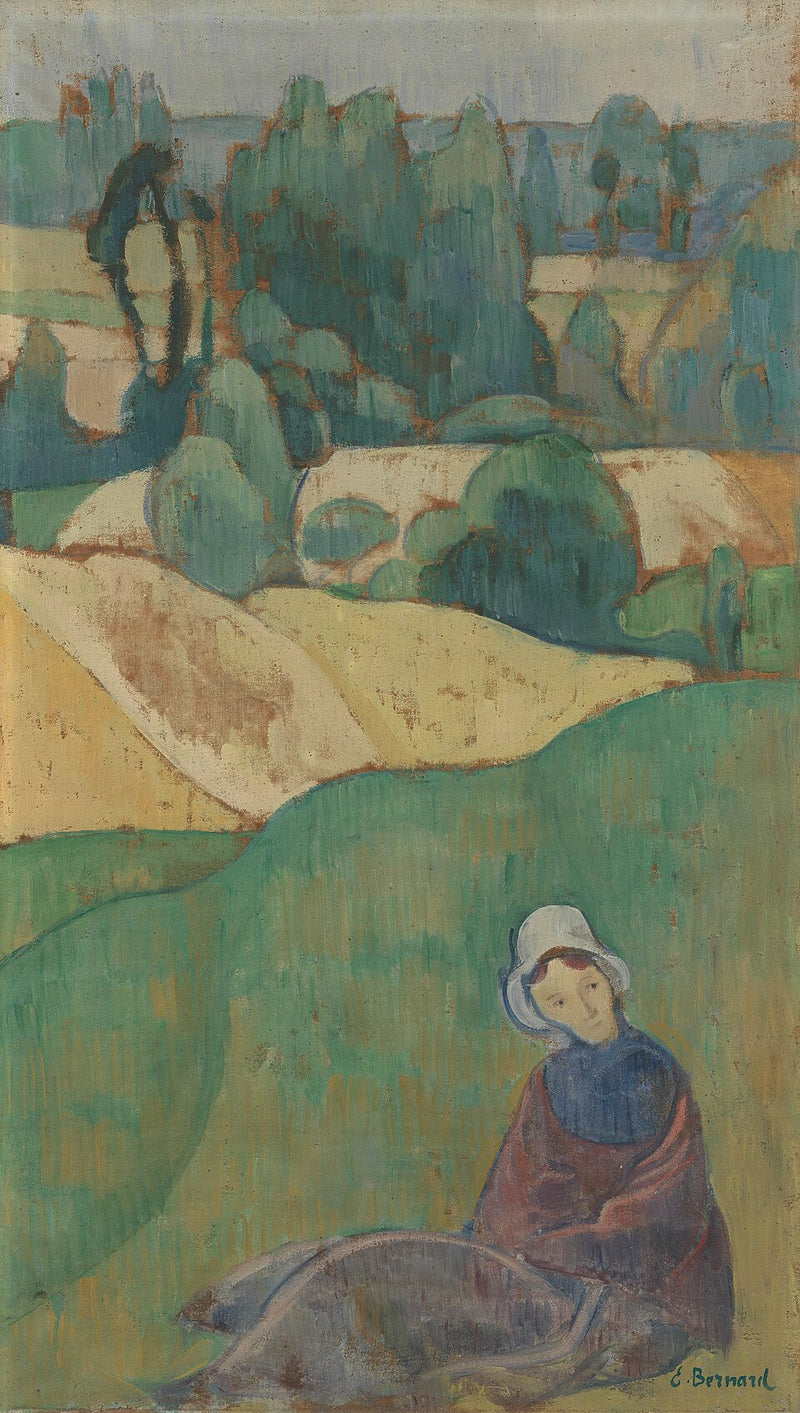 ผู้หญิงนั่งอยู่ในทุ่งนา : Bretagne - Émile Bernard