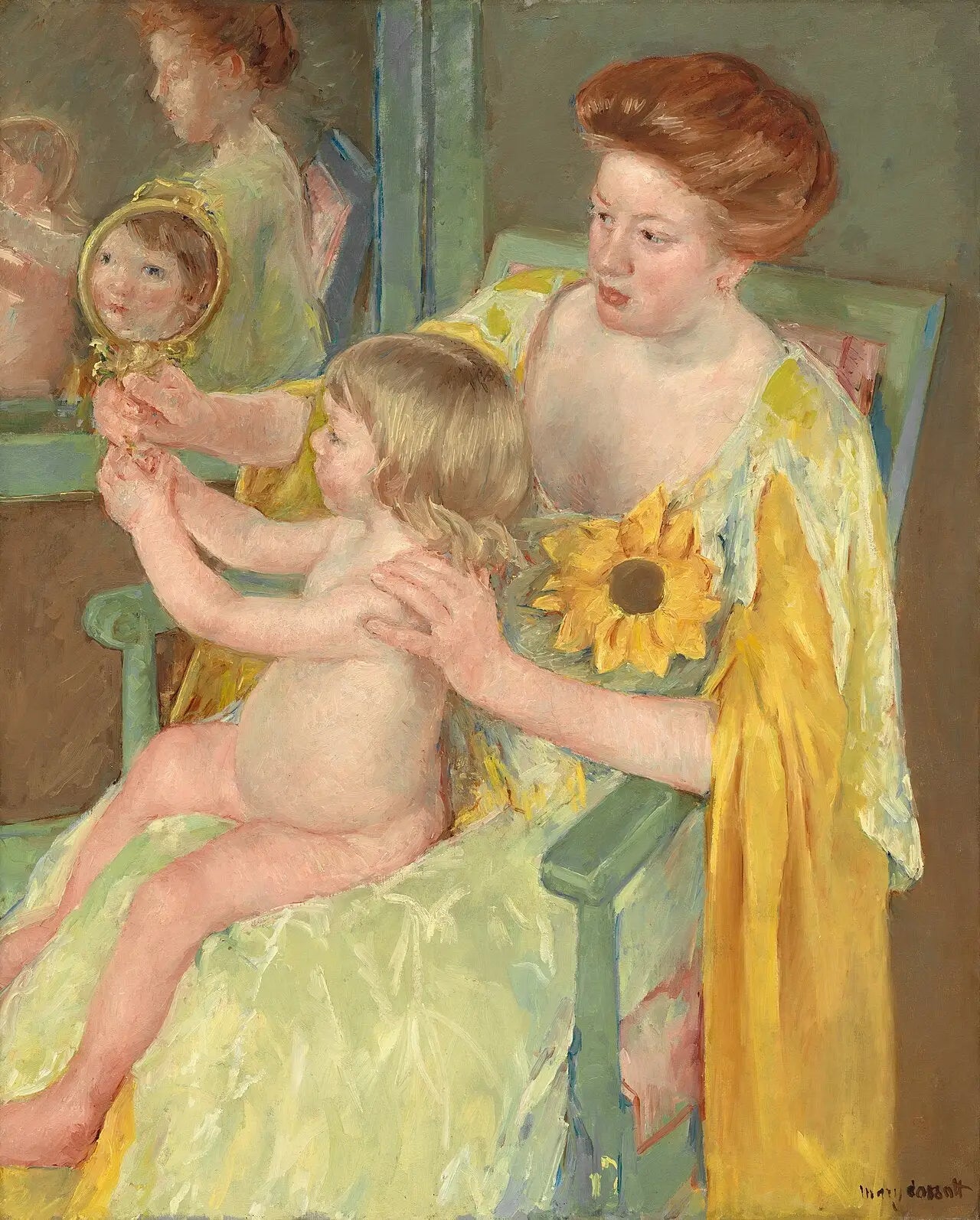 Reproduction du tableau « Femme au tournesol - Mary Cassatt » par Alpha Reproduction en peinture à l’huile
