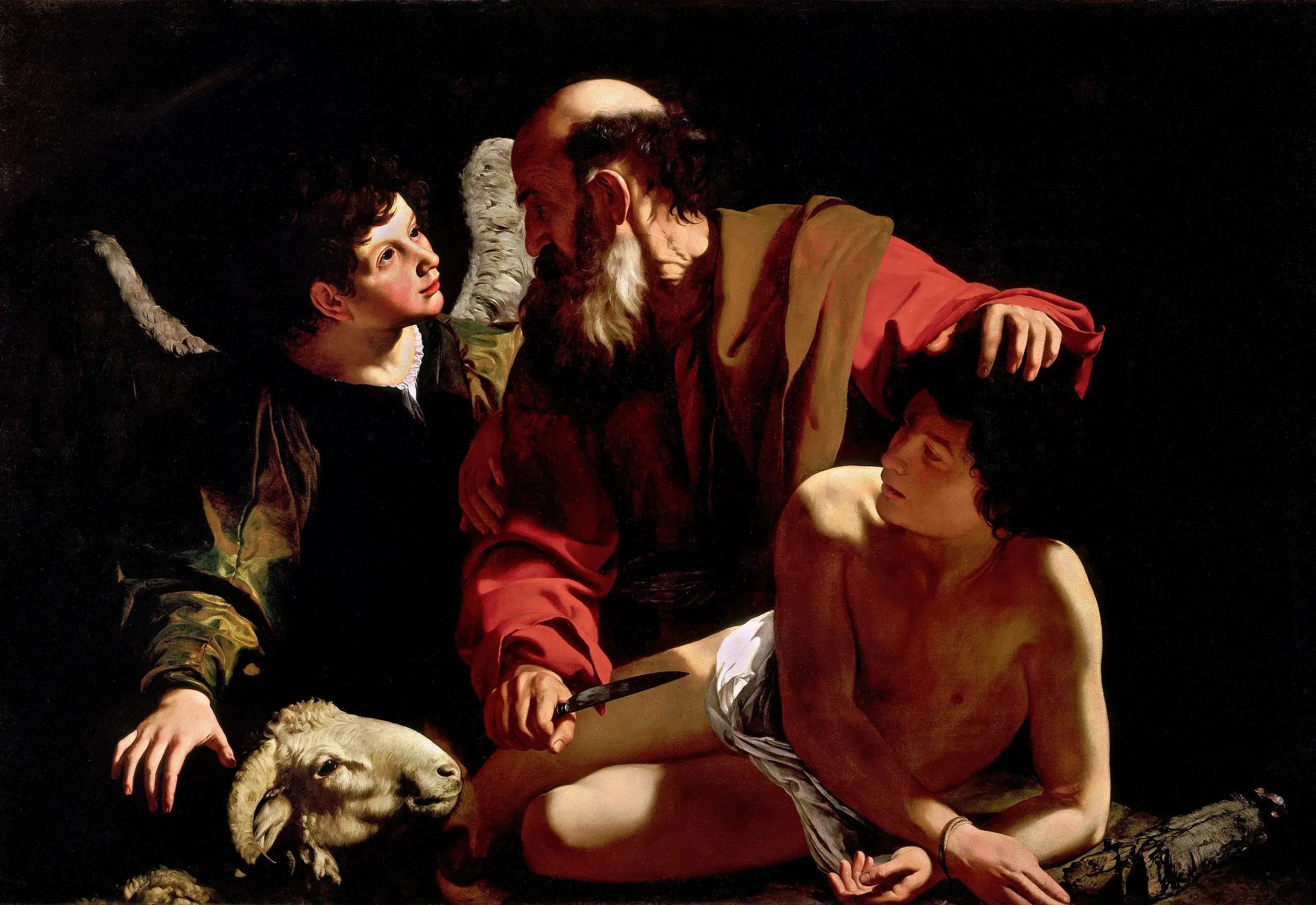 Reproduction du tableau « Le Sacrifice d'Isaac - Le Caravage » par Alpha Reproduction en peinture à l’huile