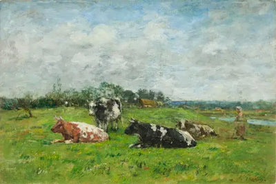 Reproduction du tableau « Pâturage en Normandie - Eugène Boudin » par Alpha Reproduction en peinture à l’huile