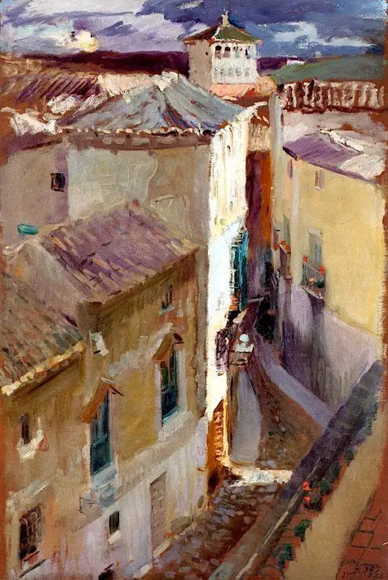 Reproduction du tableau « Une rue de Tolède (Una Calle de Toledo) - Joaquín Sorolla » par Alpha Reproduction en peinture à l’huile