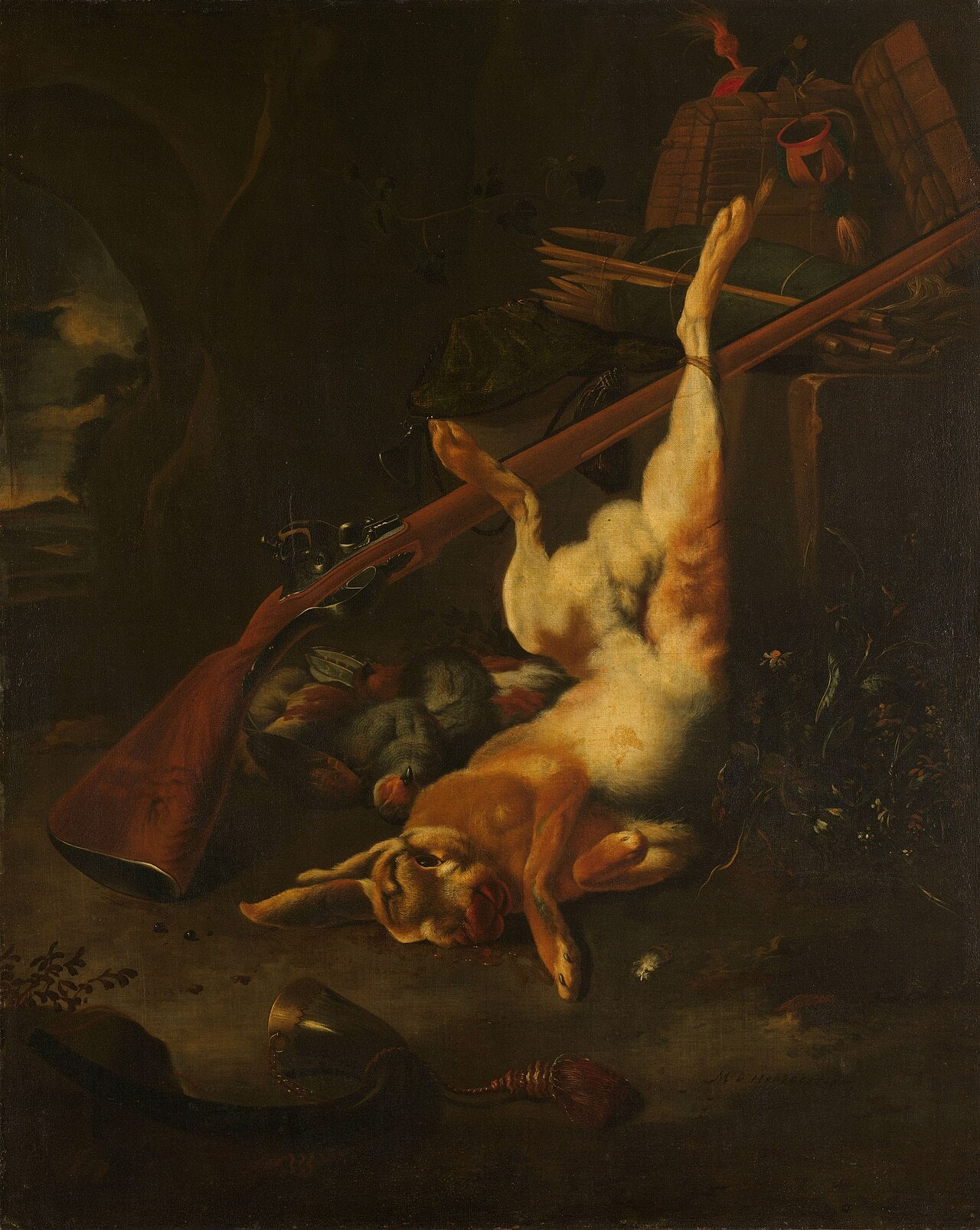 Un sac de chasseur avec un lièvre mort - Melchior de Hondecoeter