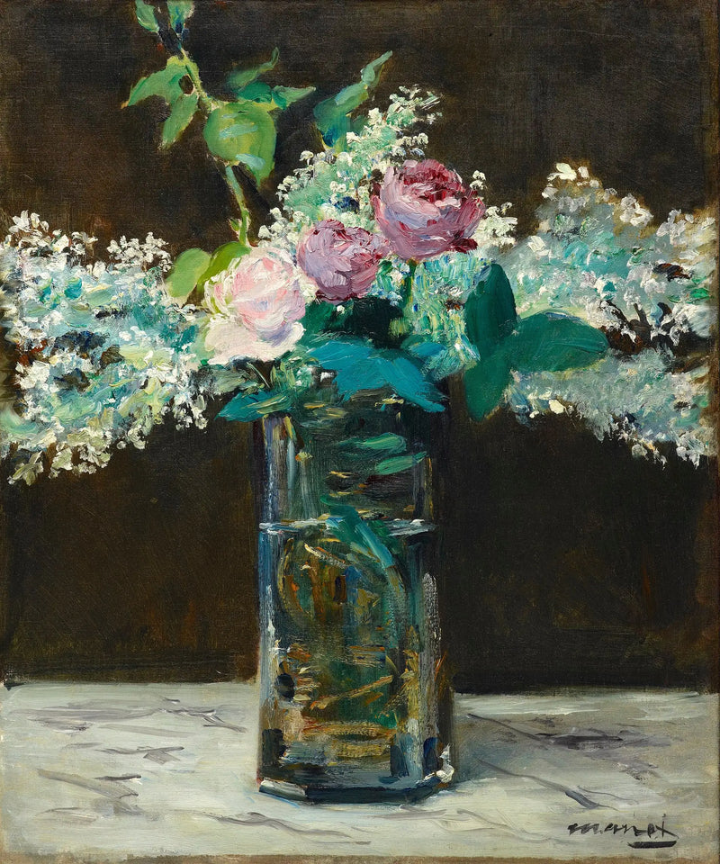แจกันที่มีมะลิขาวและกุหลาบ - Édouard Manet