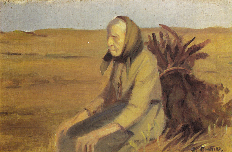 หญิงชราผู้หญิง (Laurendse) กับช่อกิ่งไม้ - Anna Ancher