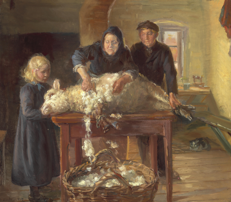 ตัดขนแกะ - Anna Ancher