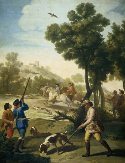 Reproduction du tableau « La Partie de chasse - Francisco de Goya » par Alpha Reproduction en peinture à l’huile