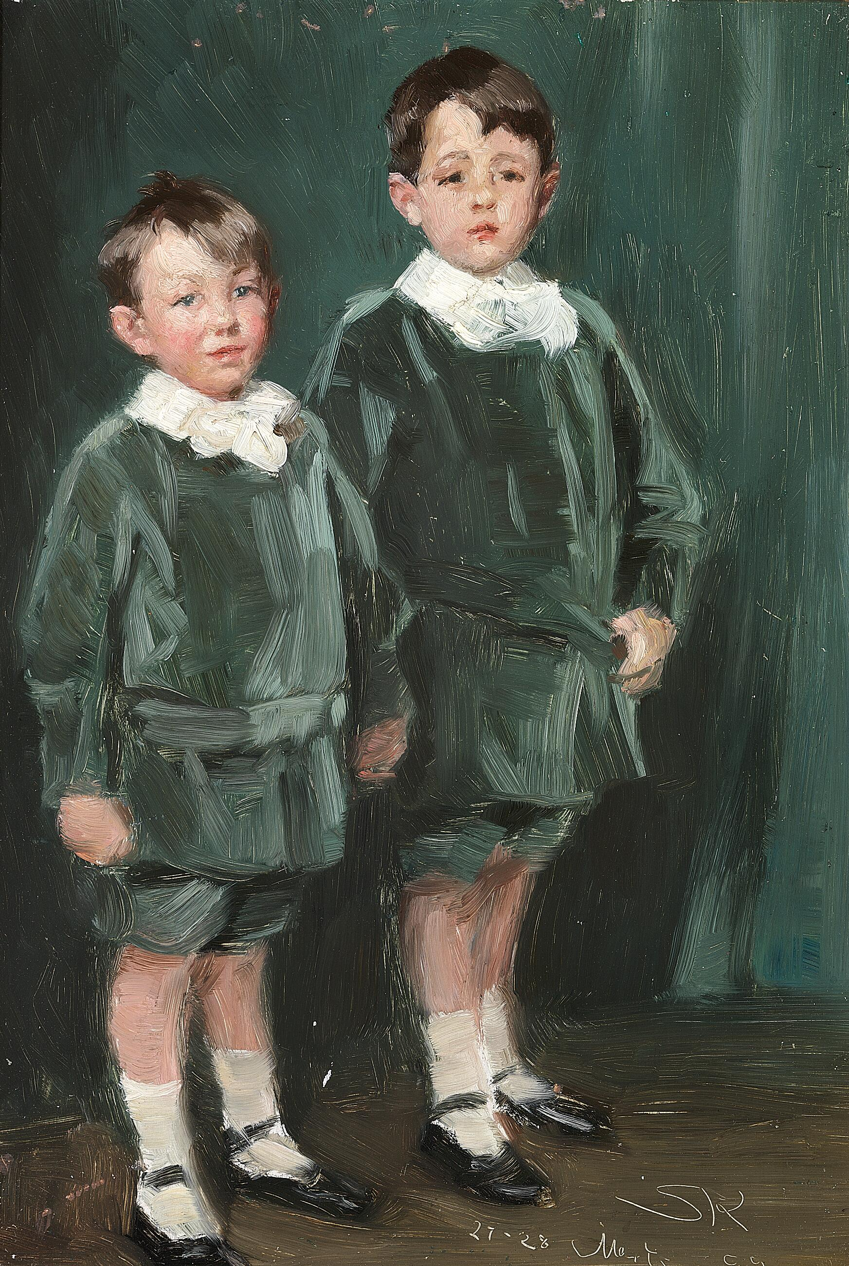 สองพี่น้อง การศึกษาเพื่อภาพเหมือนของเด็กชาย Jørgen และ Tyge Bendix - Peder Severin Krøyer