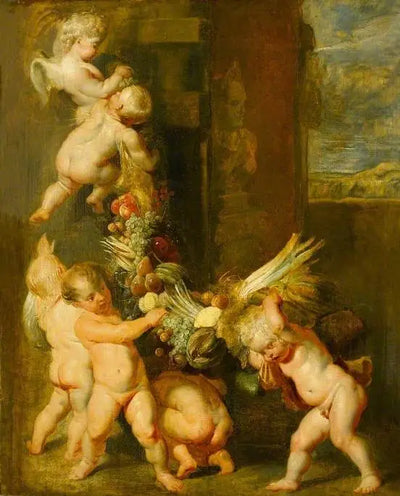 Putti portant une guirlande de fruits - Peter Paul Rubens - Alpha Reproduction
