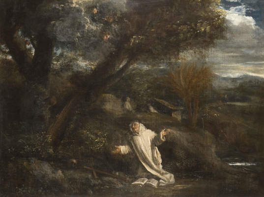 Paysage avec un saint en extase - Pier Francesco Mola image 1 copie de tableau peinte à la main
