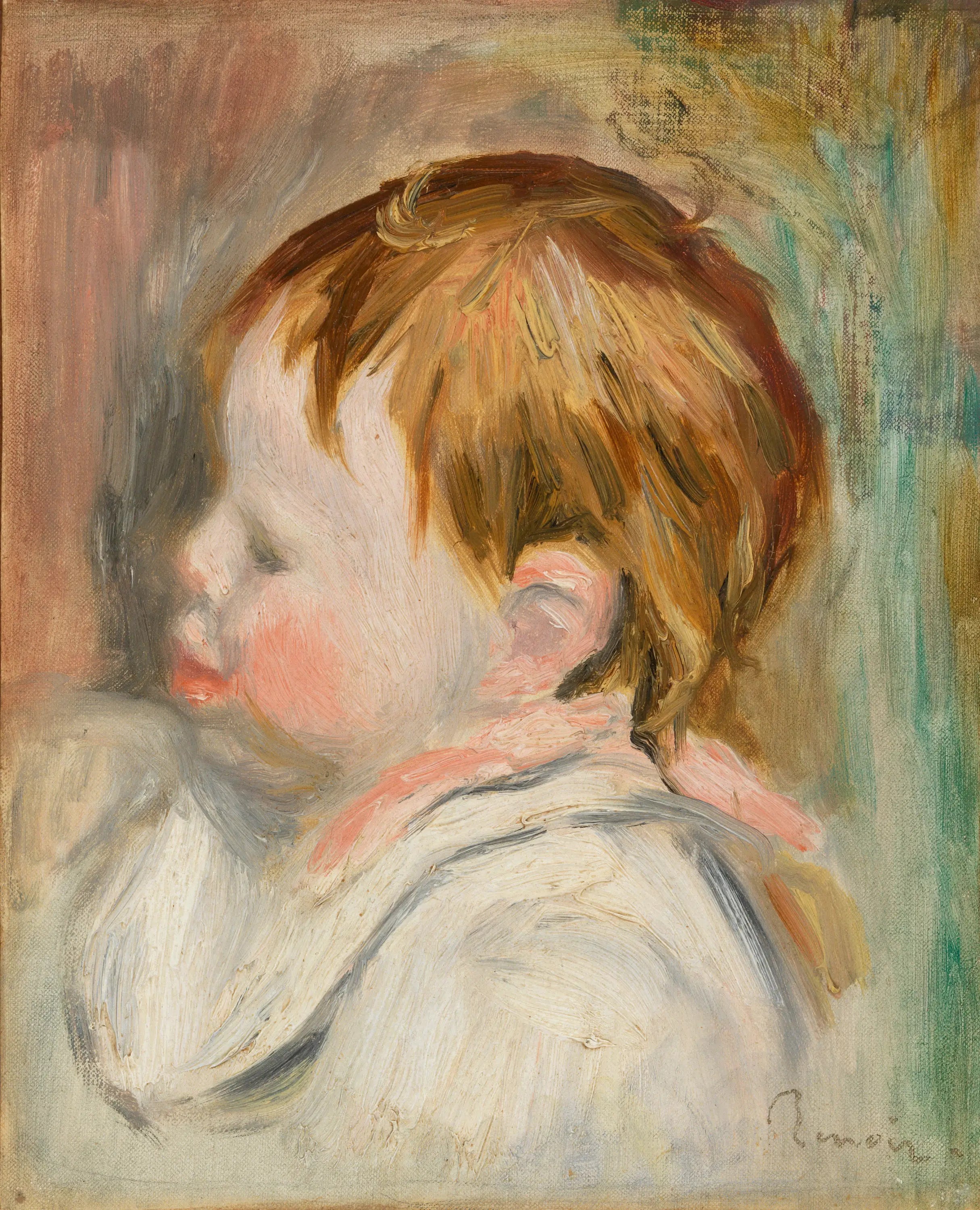Reproduction du tableau « Baby's Head (Tête d'enfant, profil à gauche) - Pierre-Auguste Renoir » par Alpha Reproduction en peinture à l’huile