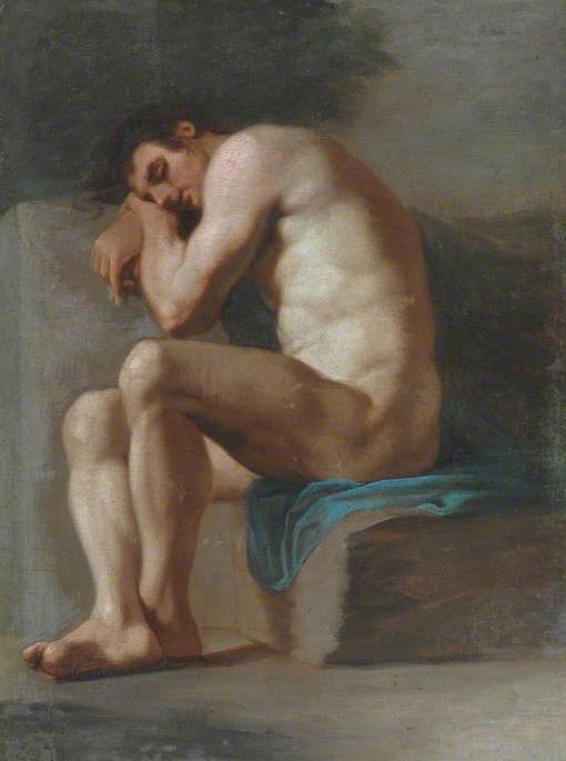Étude académique d'un nu masculin assis - Pierre Subleyras