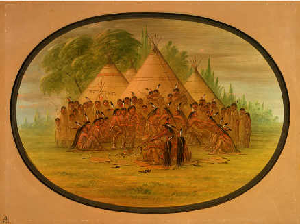 Pipe Dance - Assinneboine - George Catlin