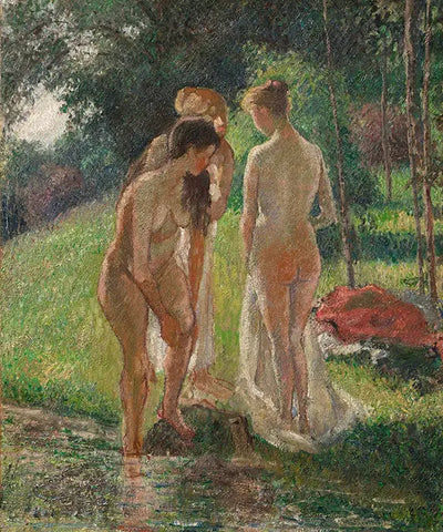 Reproduction du tableau « Trois Baigneuses sortant du bain - Camille Pissarro » par Alpha Reproduction en peinture à l’huile