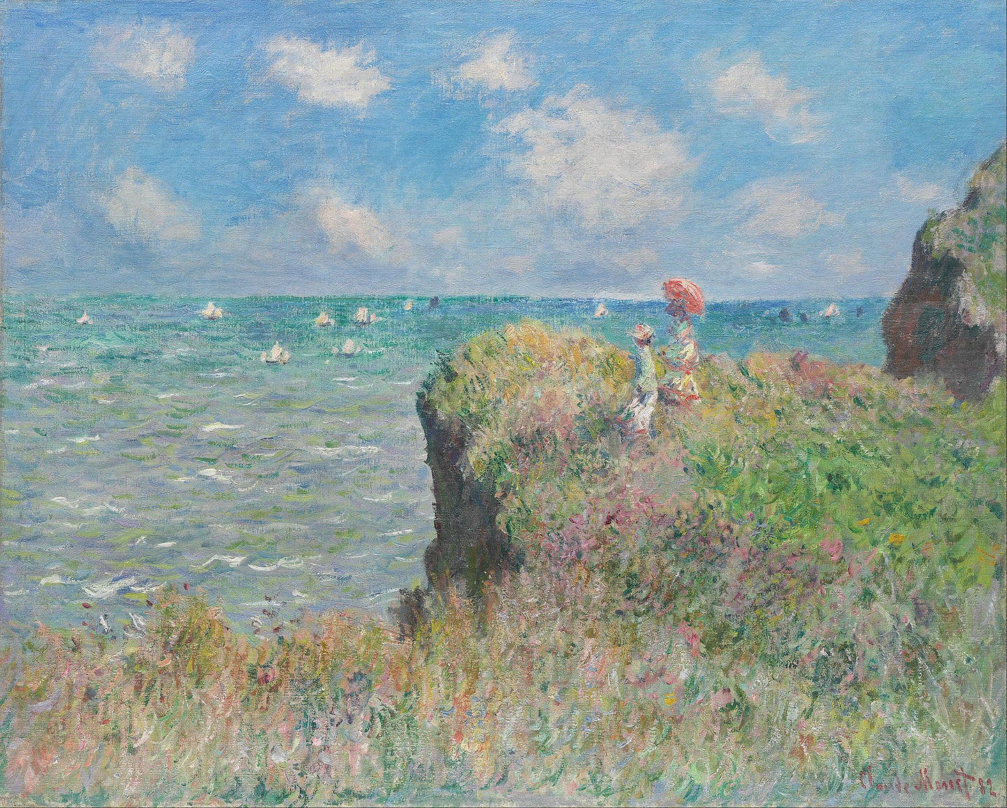 🎨 เดินเล่นบนหน้าผาที่ Pourville – Claude Monet, 1882