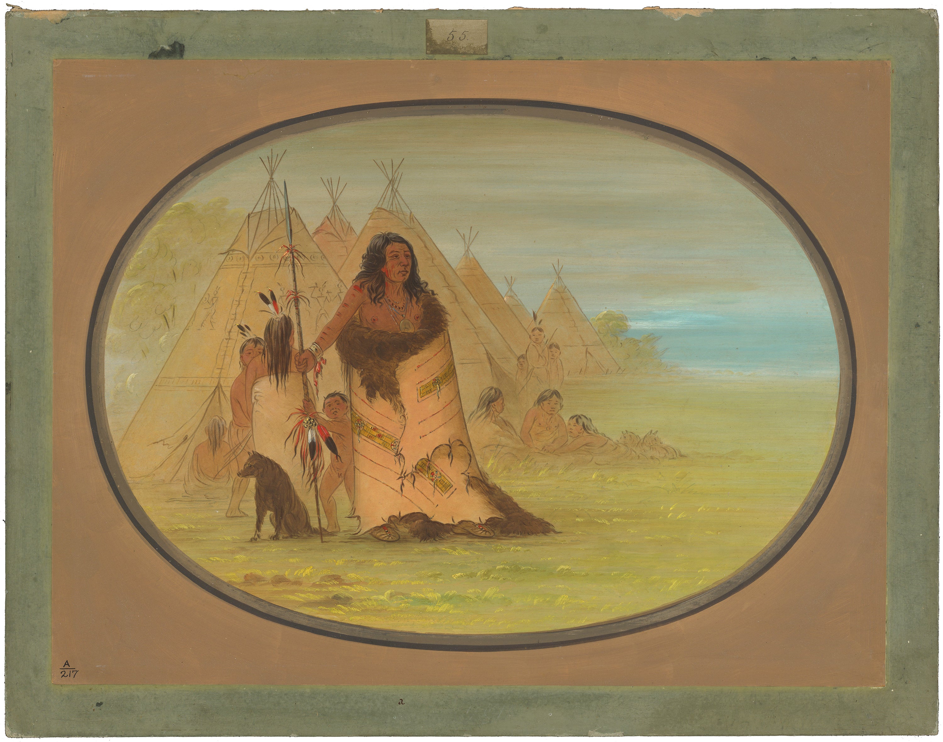 Le chef Puncah entouré de sa famille - George Catlin