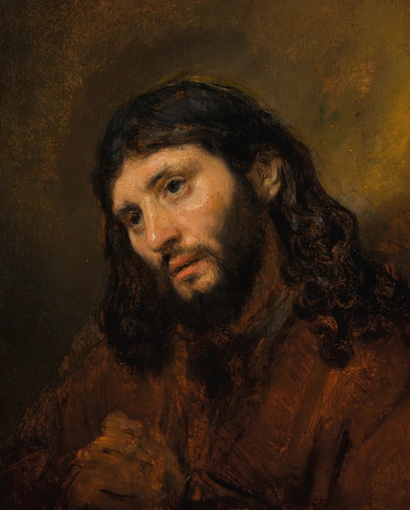 Reproduction du tableau « Tête du Christ - Rembrandt » par Alpha Reproduction en peinture à l’huile