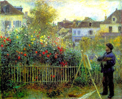 Reproduction du tableau « Claude Monet peignant dans son jardin à Argenteuil - Pierre-Auguste Renoir » par Alpha Reproduction en peinture à l’huile