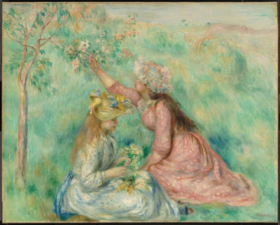 Reproduction du tableau « Filles cueillant des fleurs dans un pré - Pierre-Auguste Renoir » par Alpha Reproduction en peinture à l’huile