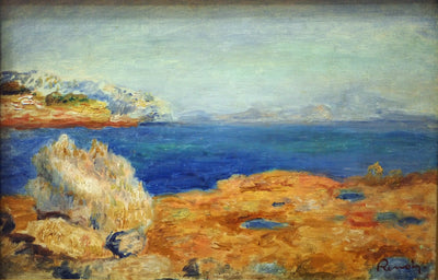 Reproduction du tableau « Rochers jaunes avec mer bleue - Pierre-Auguste Renoir » par Alpha Reproduction en peinture à l’huile