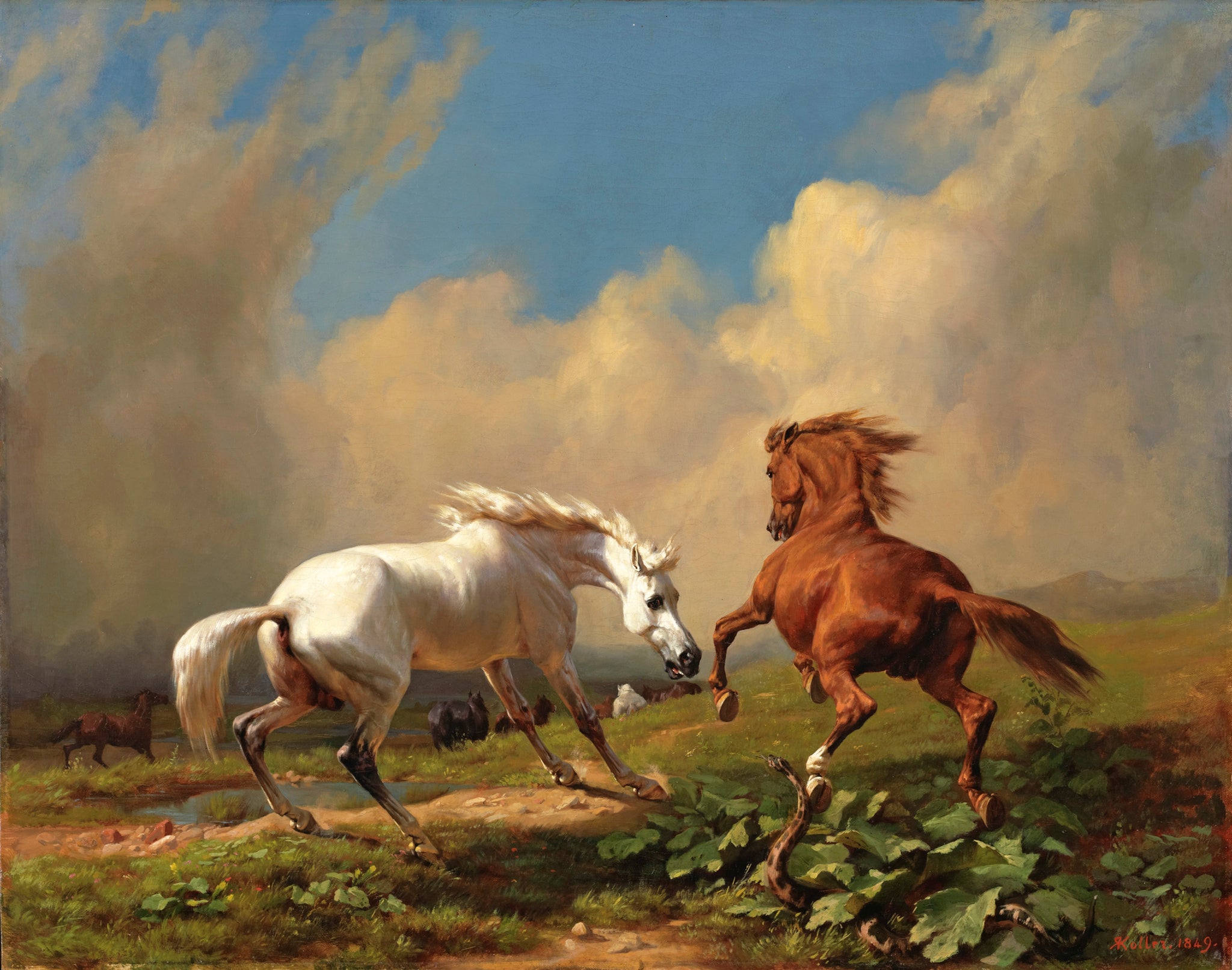 Chevaux effrayés par l’orage, Rudolf Koller, 1849, Huile sur toile
