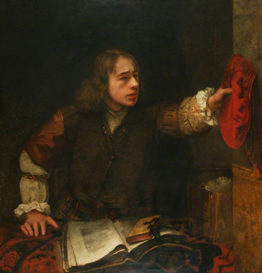 Homme avec un chapeau à la main tendue - Samuel van Hoogstraten image 1 copie peinte à la main à l’huile